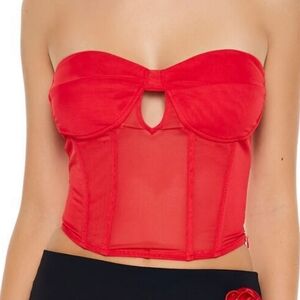 New. Red Strapless Bustier Top